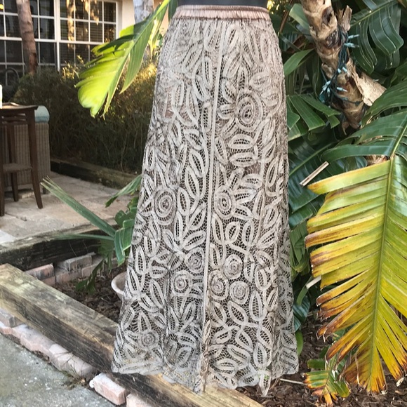 Soulmates Dresses & Skirts - Soulmates beaded crochet silk lace maxi skirt